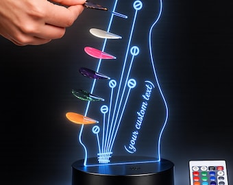 Guitar Pick Holder Lamp, LED Acrylic Pick Storage Display, Guitar Accessories for Musicians