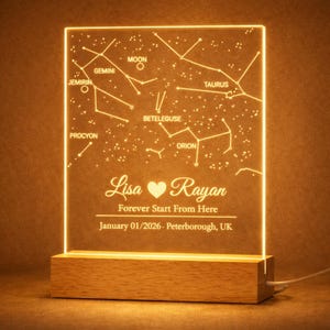 Personalisierte Sternenkarte Nachtlicht - Gravierte Acryl Constellation Lamp
