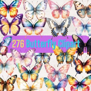 Borboletas em aquarela Clipart Borboleta em aquarela PNG Borboleta colorida Primavera Clipart Floral Borboleta Clipart Inseto Uso comercial