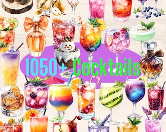 1050+ Watercolor Cocktail Clipart Bundle Bar Menu Champagne Clipart Wedding Cocktail PNG Alcohol Clipart Champagne Wine Beer Whiskey Beeer
