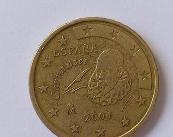 Pièce de 50 Centimes d&#39;euro / centimo ESPAGNE 2001 Miguel de Cervantes