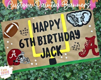 Hand Painted Football Birthday Banner | Custom Sports Party Decor