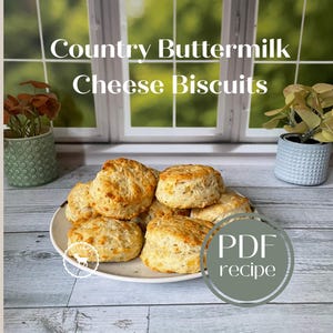 LA MEJOR RECETA DE GALLETAS DE QUESO Y SUERO DE LECHE FÁCILES DE HACER EN CASA (Descarga instantánea en PDF) Horneado campestre saludable y completo + Imprimibles adicionales