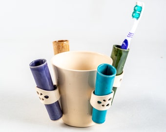 Porta spazzolino, ceramica porta spazzolino, porta spazzolino in ceramica, arredo bagno, accessori bagno, set porta spazzolino