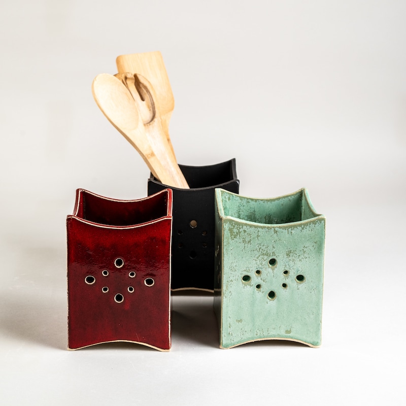 Red Utensil Holder - Etsy