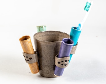 Porta spazzolino, ceramica porta spazzolino, porta spazzolino in ceramica, arredo bagno, accessori bagno, set porta spazzolino