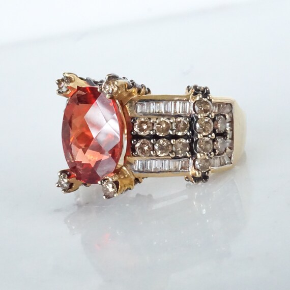 Oval tourmaline diamond ring, statement ring, gem… - image 5