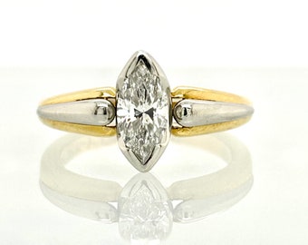 Marquise Diamond Ring , Marquise Engagement Ring,  Platinum and 18K Ring