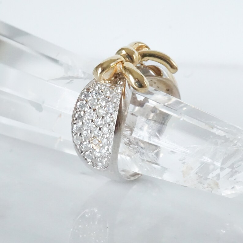 Bow Tie Diamond Ring, Pave Diamond Ring 14k Gold Etsy