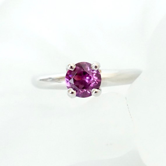 Garnet Ring, Rhodolite Garnet Ring, Pink Garnet Plati… - Gem