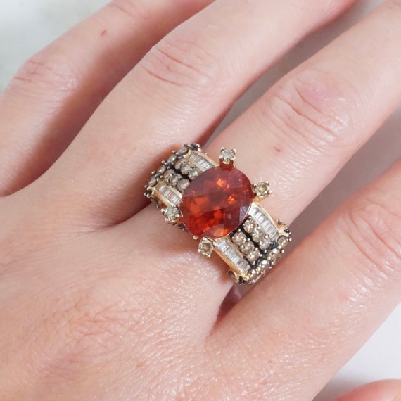 Oval tourmaline diamond ring, statement ring, gem… - image 2