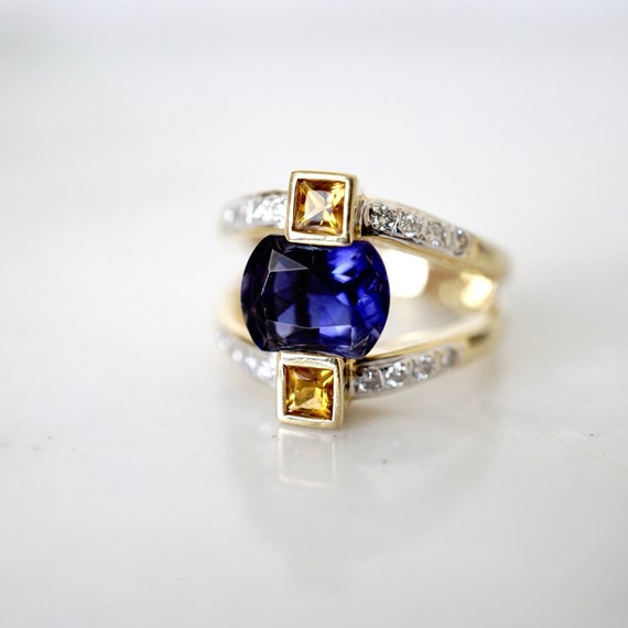 Iolite Ring, Blue Gemstone Ring, Multi Stone Ring… - image 1