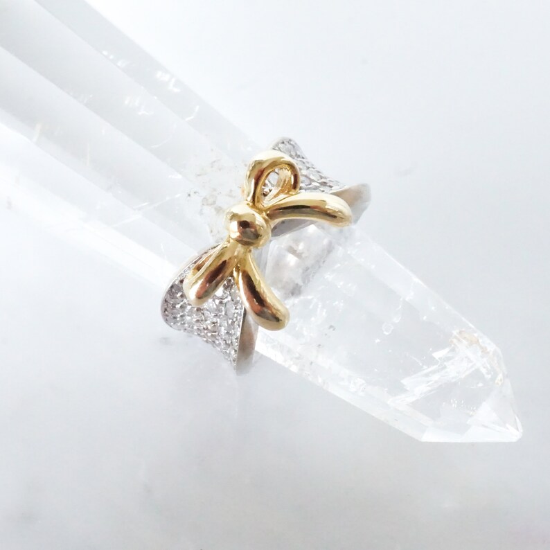 Bow Tie Diamond Ring, Pave Diamond Ring 14k Gold Etsy