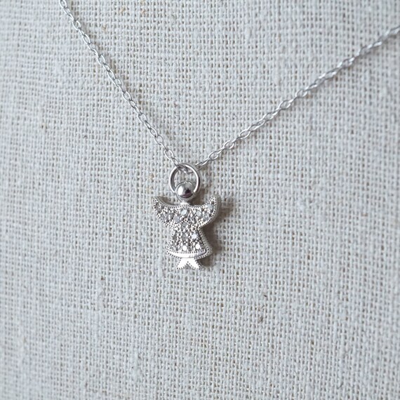 Diamond Angel Charm Pendant, Pave Diamond Guardia… - image 8