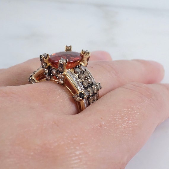 Oval tourmaline diamond ring, statement ring, gem… - image 4