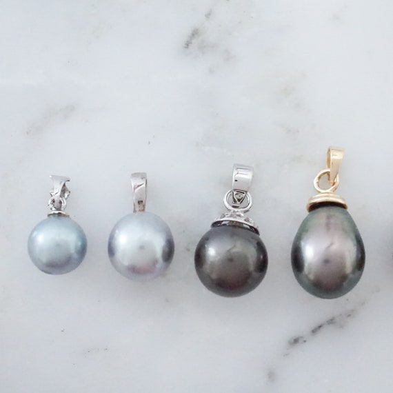 Tahitian Pearl Pendant, Gray Pearl Pendant, 9 mm … - image 6