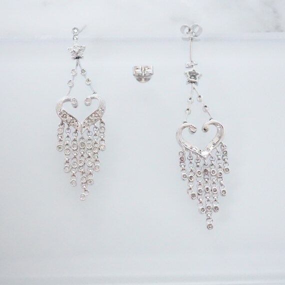 Diamond Chandelier Earrings, 14k White Gold Brida… - image 9