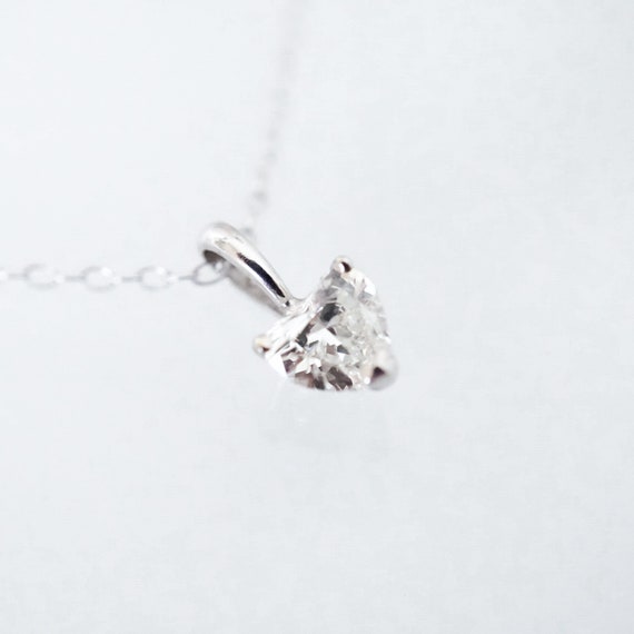Vintage Diamond Heart Pendant Half Carat Diamond Heart 14k White
