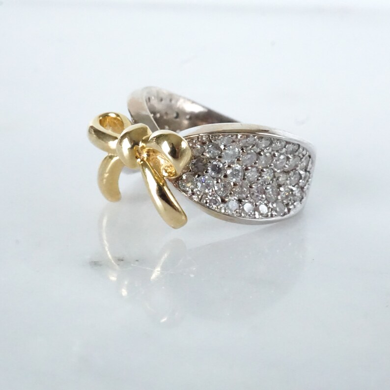 Bow Tie Diamond Ring, Pave Diamond Ring 14k Gold Etsy