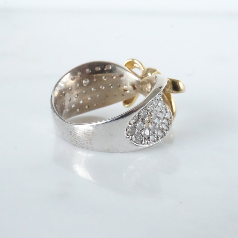 Bow Tie Diamond Ring, Pave Diamond Ring 14k Gold Etsy