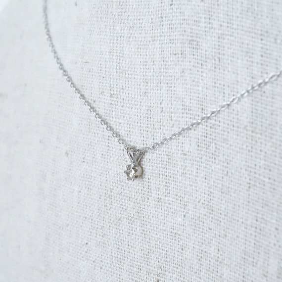 Diamond solitaire pendant 14k white gold, dainty women's diamond pendant