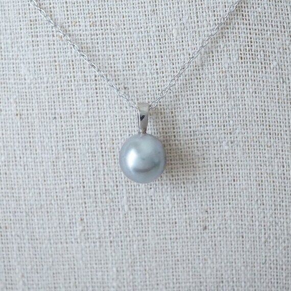 Tahitian Pearl Pendant, Gray Pearl Pendant, 9 mm … - image 4