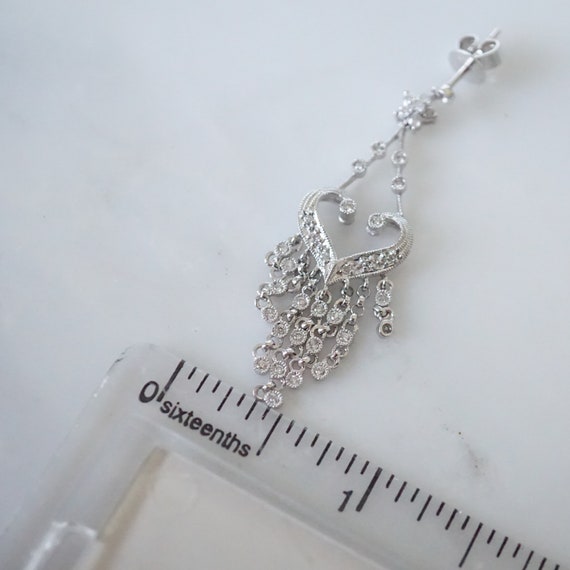 Diamond Chandelier Earrings, 14k White Gold Brida… - image 7