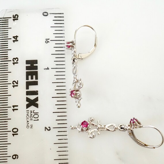 Ruby Dangle Statement Earrings, Filigree Ruby Dan… - image 7