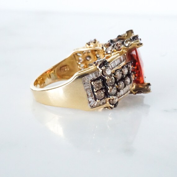 Oval tourmaline diamond ring, statement ring, gem… - image 7