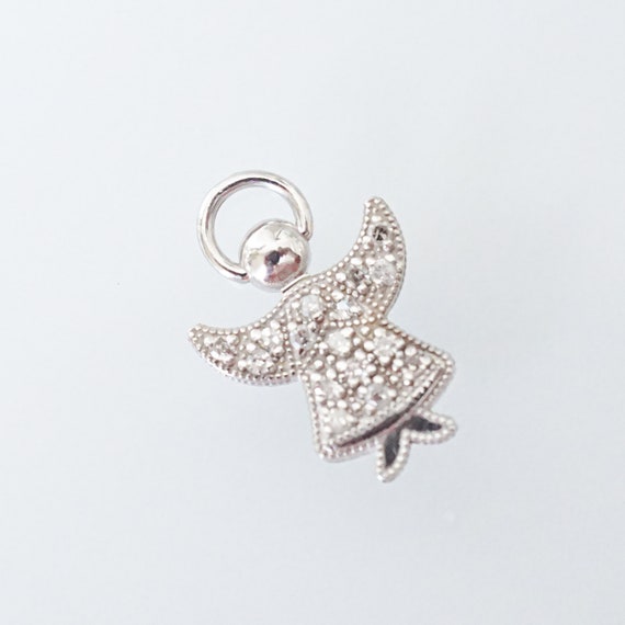 Diamond Angel Charm Pendant, Pave Diamond Guardia… - image 1