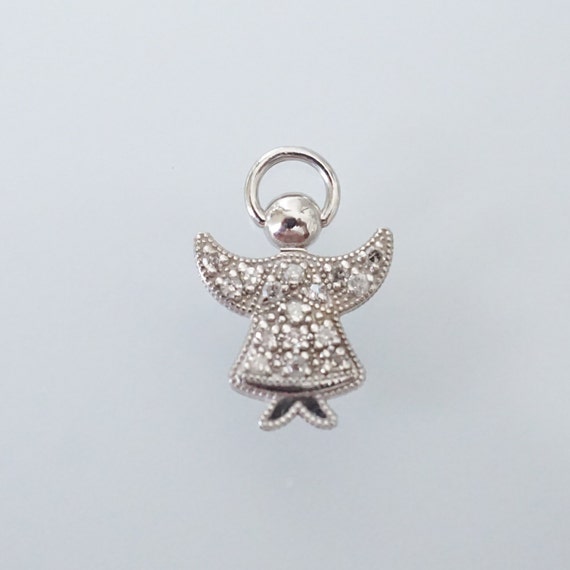 Diamond Angel Charm Pendant, Pave Diamond Guardia… - image 6