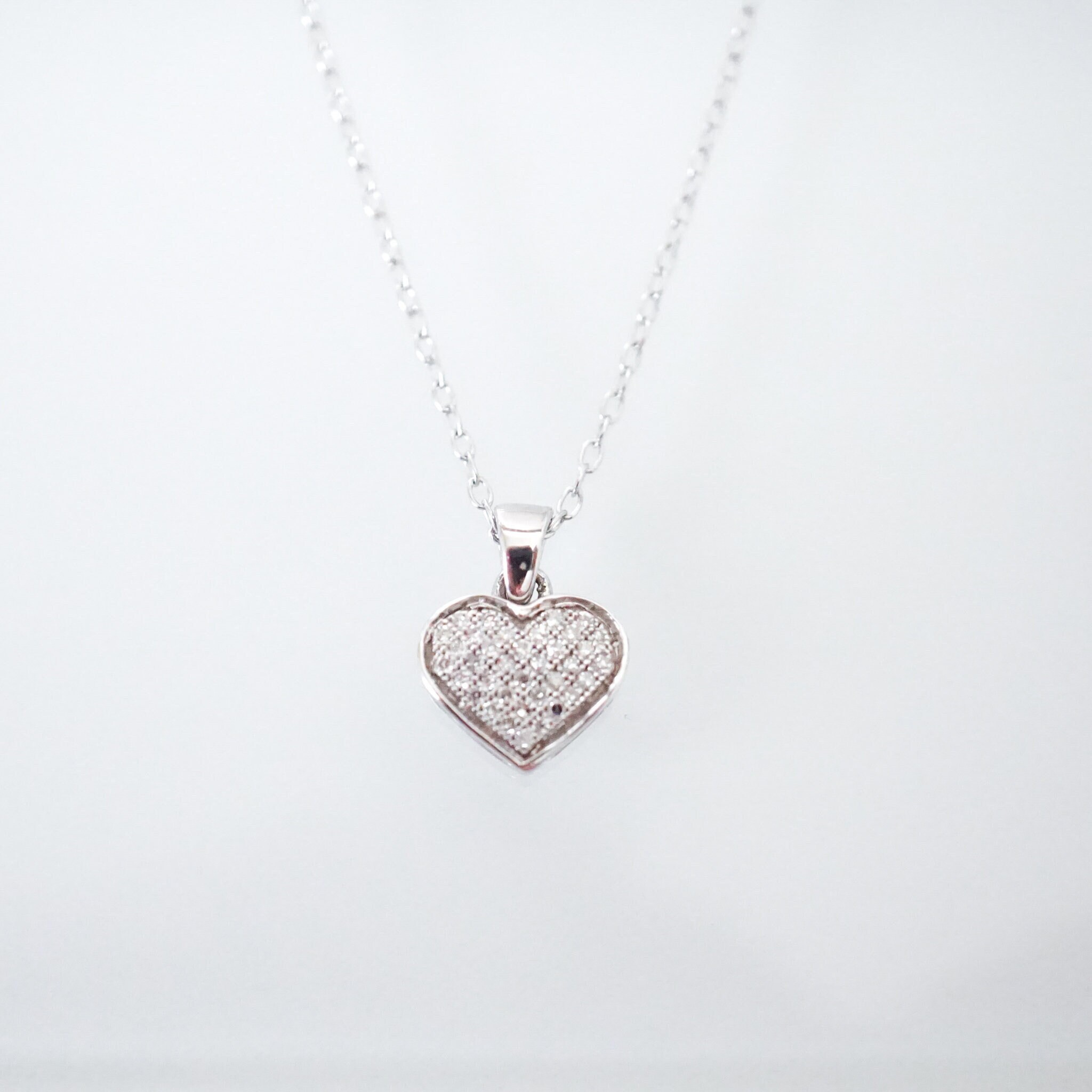 10kt Yellow Gold Diamond Micro-Pave Heart Pendant with Chain