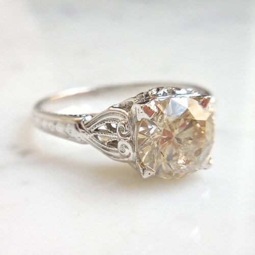 Antique Diamond Platinum Engagement Ring Size 7 UK-N1/2 1.28 | Etsy