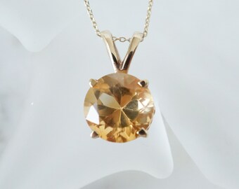 Citrine Pendant, November Birthstone, 5 carat, 14k Gold with white rhodium