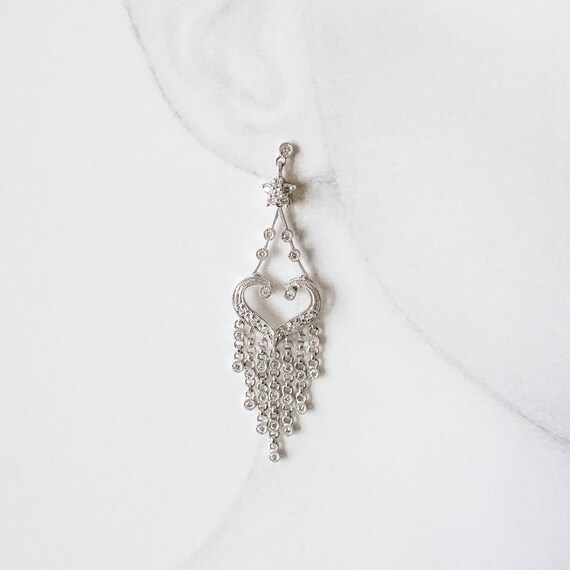 Diamond Chandelier Earrings, 14k White Gold Brida… - image 2