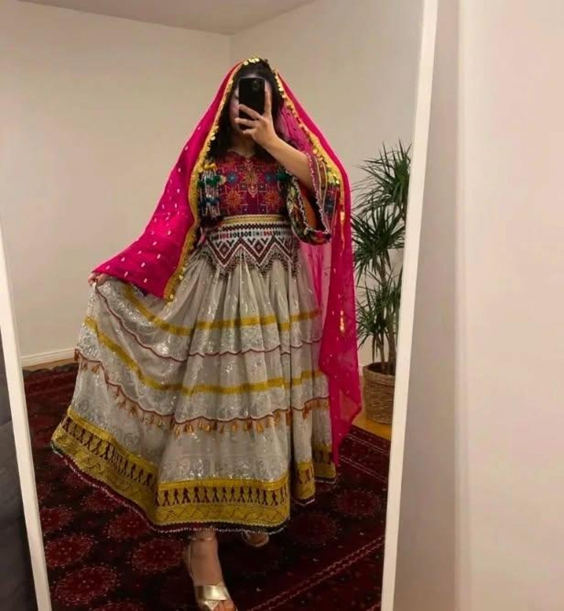 Marwa Afghan Kuchi Dress (Peach) main image 0