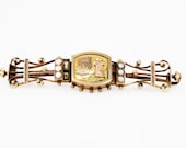 Civil War Era Lighthouse Clipper Ship Brooch 7Kt to 9 kt Gold Bar Pin,Seed Pearls, Lyre Harp Scrolled Design Antique Vintage 1850s 1860s