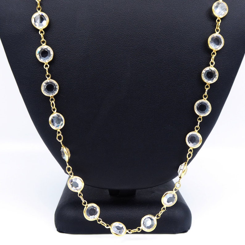 Bezel Set Pclear Crystal Bead Chain Necklace Crystals Link Etsy