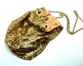 Gold Mesh Bag - Whiting & Davis Pouch Handbag - Vintage Purse