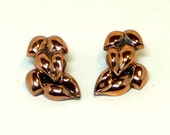 Vintage Copper Earrings - Signed Renoir - Clip on Mid Century Modern