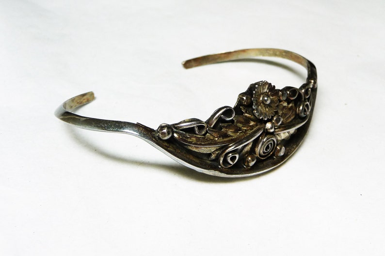 Yazzie Squash Blossom Cuff Bracelet Native American Indian Silversmith Signed C Vintage Southwestern Design
