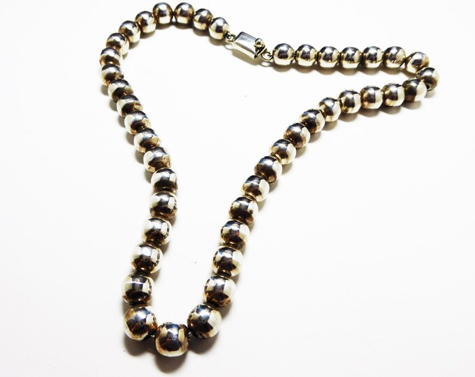 Sterling Silver Bead Necklace Sterling Silver Ball Beads Etsy