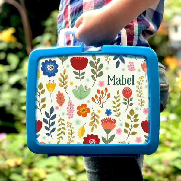 Flower Pattern School Lunch Box - Personalised Hygienic plastic carry lunchbox