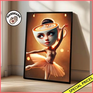 Ballerina Cappucina Wall Art Print Italian Brainbrot Poster || Framed Poster / Canvas | TikTok Trend Instagram Art Meme Decor
