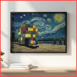 Malaga travel art Muelle Uno Pompidou Starry Night Wall Art Print | Framed Poster / Canvas | Modern Art Andalusia Spanish Port City Art