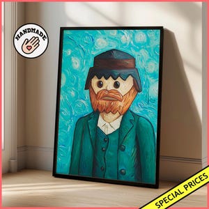 Playmobil Van Gogh Wall Art Print Self-Portrait Parody Toy Retro || Framed Poster / Canvas | Funny Art Pop Culture Colorful Artwork