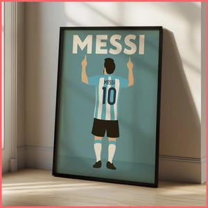 Messi Torjubel-Wandkunstdruck | Gerahmtes Poster / Leinwand | Kunstvolles Fußballposter Argentinien Kunstwerk gerahmte Fußballkunst