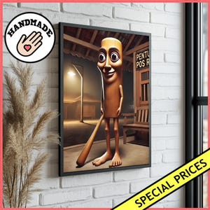 Tung Tung Sahur Wand kunstdruck Italienisches Brainbrot Poster || Gerahmtes Poster / Leinwand | TikTok-Trend Instagram-Kunst Meme-Dekor