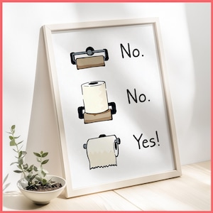Badezimmer-Illustration, Toilettenpapier, Wand-Kunstdruck, gerahmtes Poster/Leinwand, WC-Dekor, kunstvoller Toilettenhumor, minimalistisches Badezimmer-Kunstwerk