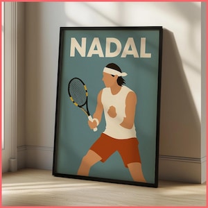 Rafa Nadal Wandkunstdruck | Gerahmtes Poster / Leinwand | Kunstvolles Kunstwerk der Tennislegende, Sportdekor für Champions, gerahmte Athletenillustration